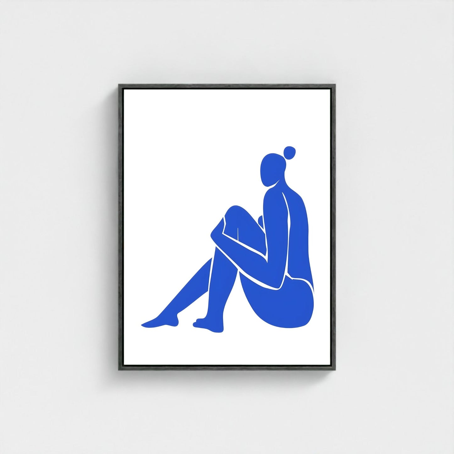 Blue Minimalist Female Figure Framed Wall Art Canvas Print – Modern Abstract Body Silhouette Artwork for Contemporary Home Decor