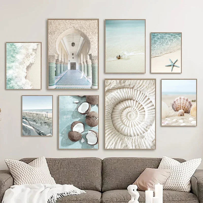 Blue Ocean Beach Landscape Tropical Travel Wall Art Canvas Prints For Living Room Decor