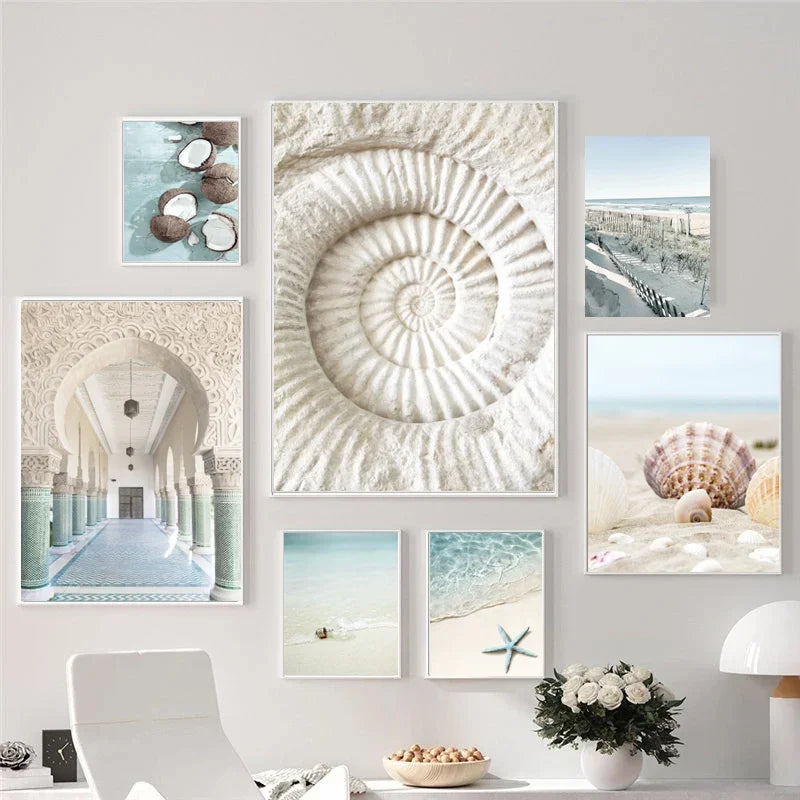 Blue Ocean Beach Landscape Tropical Travel Wall Art Canvas Prints For Living Room Decor