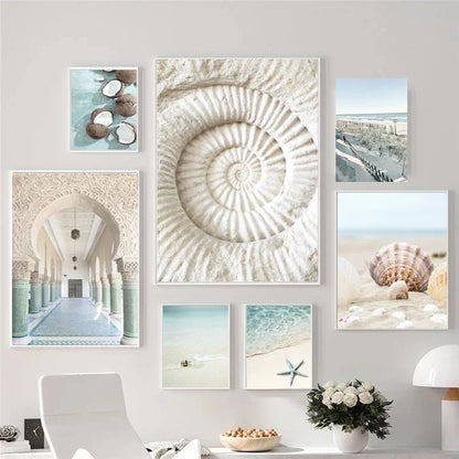 Blue Ocean Beach Landscape Tropical Travel Wall Art Canvas Prints For Living Room Decor