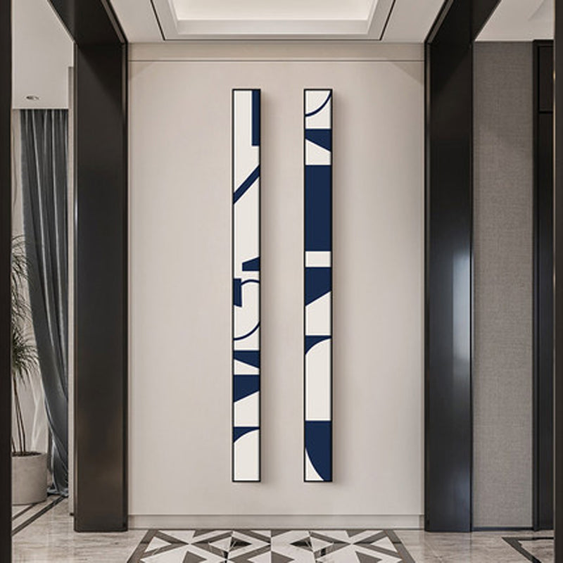 Minimalist Abstract Blue White Slim Format Wall Art Canvas Prints Tall Narrow Format Poster For Living Room Stairway Wall Decor