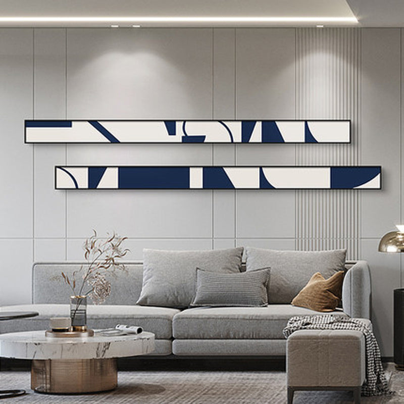 Minimalist Abstract Blue White Slim Format Wall Art Canvas Prints Tall Narrow Format Poster For Living Room Stairway Wall Decor