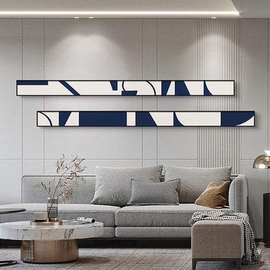 Minimalist Abstract Blue White Slim Format Wall Art Canvas Prints Tall Narrow Format Poster For Living Room Stairway Wall Decor