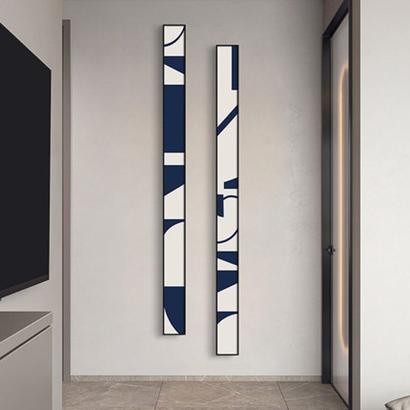 Minimalist Abstract Blue White Slim Format Wall Art Canvas Prints Tall Narrow Format Poster For Living Room Stairway Wall Decor