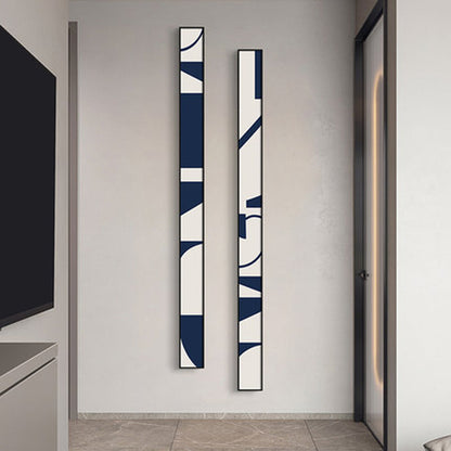 Minimalist Abstract Blue White Slim Format Wall Art Canvas Prints Tall Narrow Format Poster For Living Room Stairway Wall Decor