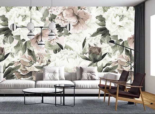 Blush Peonies Mural Wallpaper (SqM)