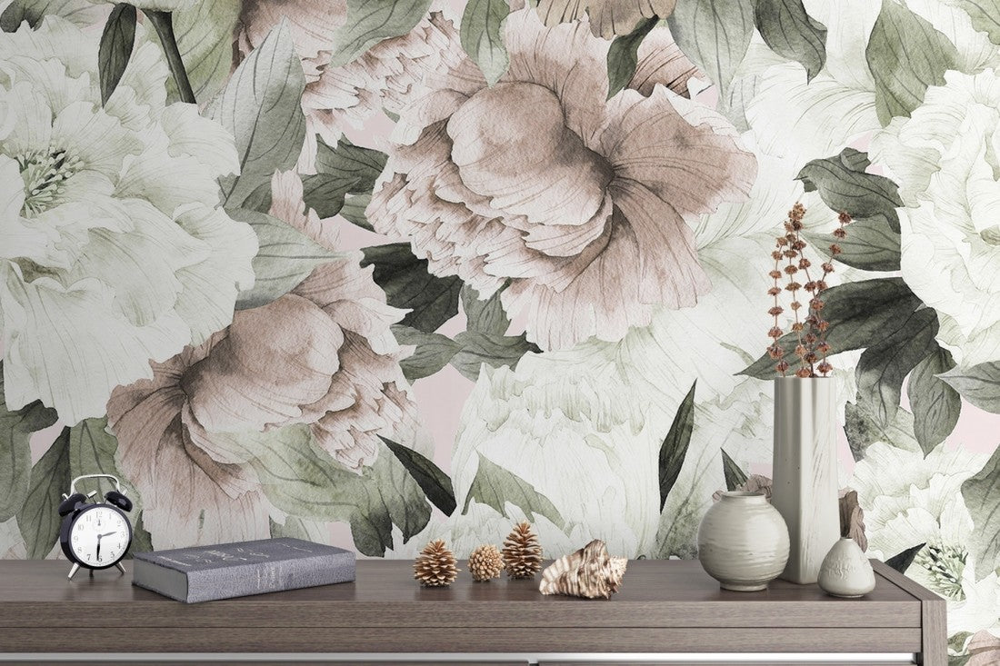 Blush Peonies Mural Wallpaper (SqM)