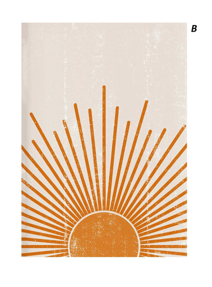 Beige poster with orange sunburst design