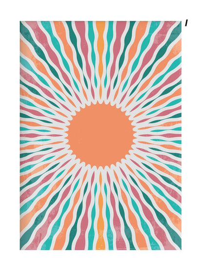 Colorful sunburst pattern on a white background