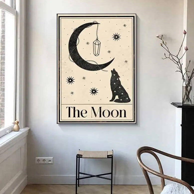 Bohemian Tarot Cards Canvas Prints Celestial Wall Art Minimalist Neutral Moon Sun Fine Art Print Boho Style Pictures For Living Room Home Décor