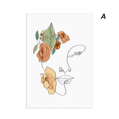 Boho Abstract Woman Face Line Wall Art Canvas Print Floral Minimalist Posters Nordic Fine Art For Bedroom Living Room Home Décor