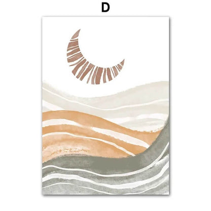 Boho Minimalist Beach Monstera Leaf Sun Rainbow Canvas Prints Abstract Large Wall Art Neutral Posters For Living Room Décor