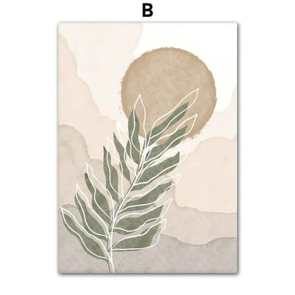 Boho Minimalist Beach Monstera Leaf Sun Rainbow Canvas Prints Abstract Large Wall Art Neutral Posters For Living Room Décor