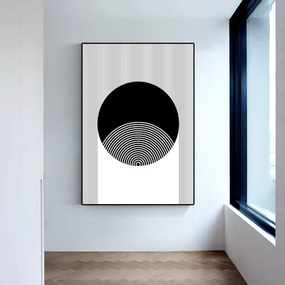 Minimalist Black White Geometric Abstract Wall Art Canvas Prints For Modern Apartment Living Room Art For Contemporary Interiors