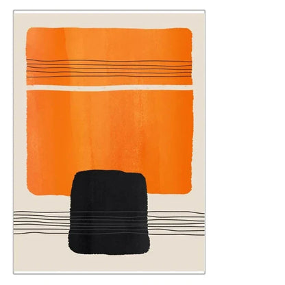 Bold Orange Beige Black Mosaic Abstract Wall Art Canvas Prints Pictures For Modern Apartment Living Room Art