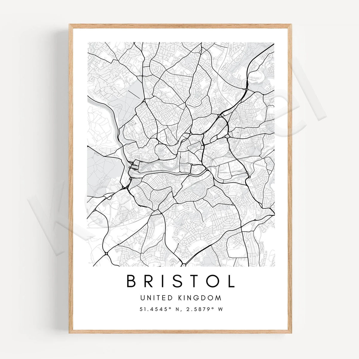 City Map Posters Wall Art - Beijing, Cape Town, Sydney, Los Angeles, Milan, Houston, Seattle, Abu Dhabi, Cornwall, Bristol, Gosport, Pudsey Wall Map Black White Canvas Prints Minimalist Posters For Office