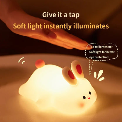 Bunny Rabbit Light Lamp Silicone Rabbit Touch Night Light Lamp