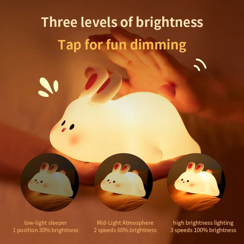 Bunny Rabbit Light Lamp Silicone Rabbit Touch Night Light Lamp