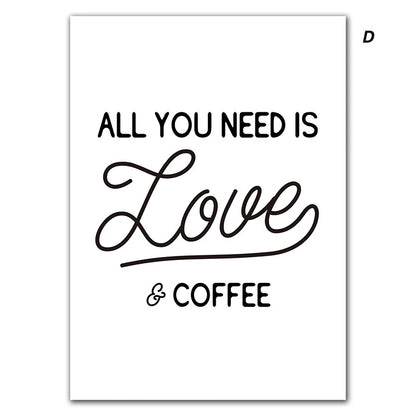 Poster with 'All you need is Love & Coffee' text on a white background