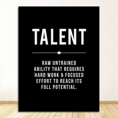 Entrepreneurial Motivation Definition Canvas Prints Black and White Inspirational Pictures Grind Hustle Success Talent Quotes Poster For Modern Living Room Office Home Décor