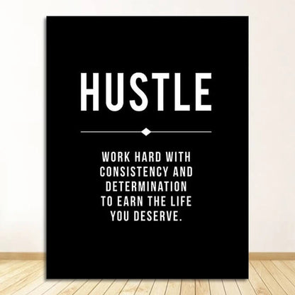 Entrepreneurial Motivation Definition Canvas Prints Black and White Inspirational Pictures Grind Hustle Success Talent Quotes Poster For Modern Living Room Office Home Décor