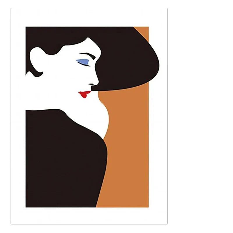 Black Hat Fashion Chic Lady Wall Art Canvas Prints For Living Room Bedroom Salon Boutique Art Decor