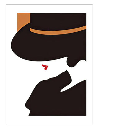 Black Hat Fashion Chic Lady Wall Art Canvas Prints For Living Room Bedroom Salon Boutique Art Decor