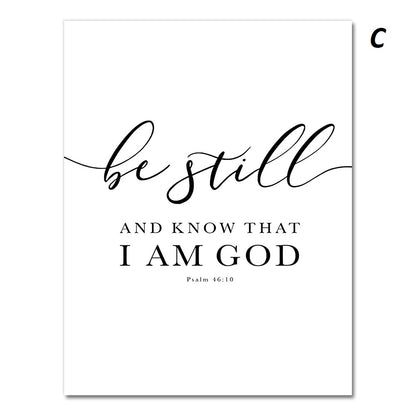 Christian Bible Verse Quote Wall Art Canvas Print Minimalist Psalm 46:10 Scripture Poster For Home Office Wall Decor