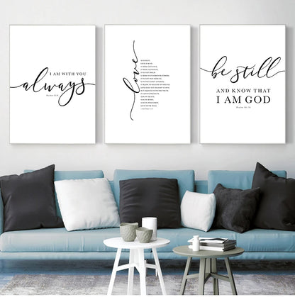 Christian Bible Verse Quote Wall Art Canvas Print Minimalist Psalm 46:10 Scripture Poster For Home Office Wall Decor