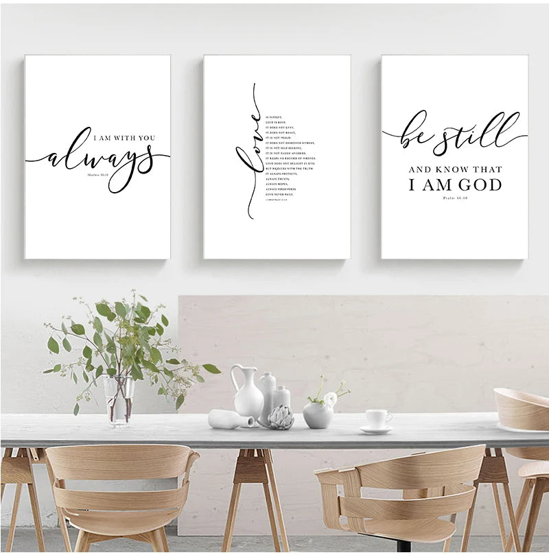 Christian Bible Verse Quote Wall Art Canvas Print Minimalist Psalm 46:10 Scripture Poster For Home Office Wall Decor