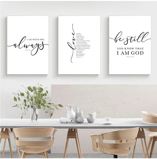 Christian Bible Verse Quote Wall Art Canvas Print Minimalist Psalm 46:10 Scripture Poster For Home Office Wall Decor