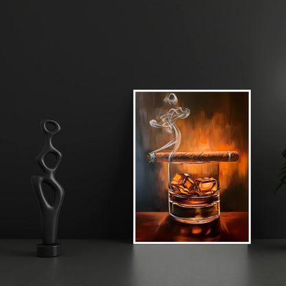 Cigar Irish Whiskey Scotch Alcohol Wall Art Canvas Prints For Restaurants and Cafés Modern Bar Wall Art Canvas