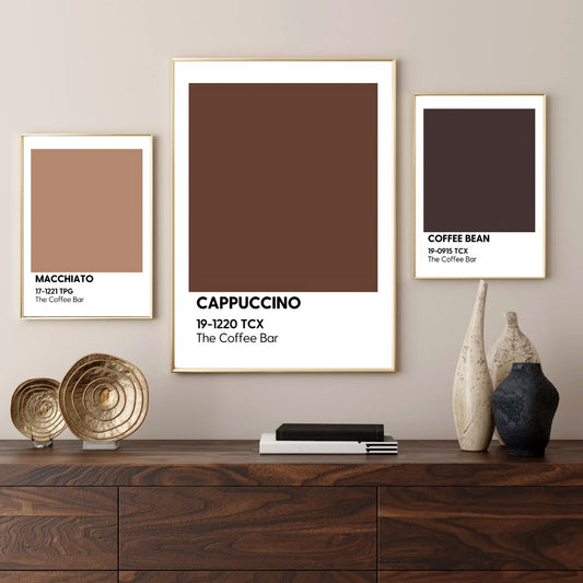 Coffee Color Palette Canvas Prints Wall Art Cappuccino Macchiato Frappe Color Palette Wall Art Poster For Coffee Bar Kitchen Decor