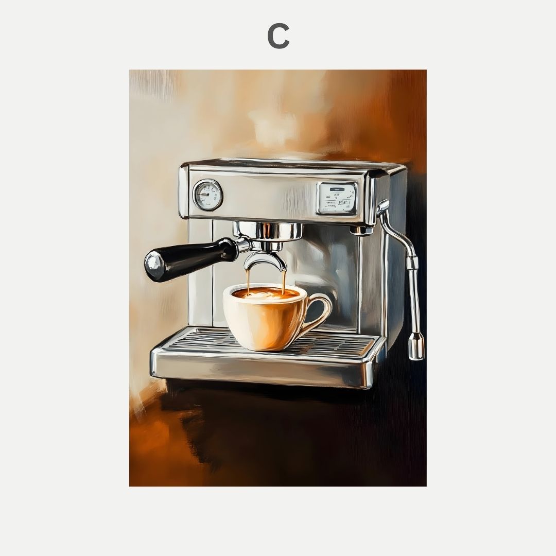 Espresso machine pouring coffee into a cup with a blurred background