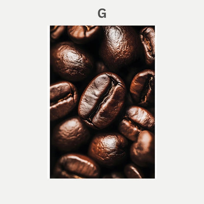 Close-up of roasted coffee beans with a light gray background