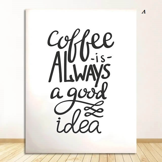 Coffee Quotes Canvas Prints Black and White Minimalist Wall Art Inspirational Coffee Simple Sayings Nordic Fine Art Pictures For Coffee Shop Kitchen Dining Room Décor