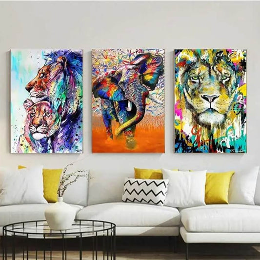 Colorful Graffiti Animals Wall Art Nordic Posters Abstract Lion Horse Pictures For Living Room Bedroom Home Décor