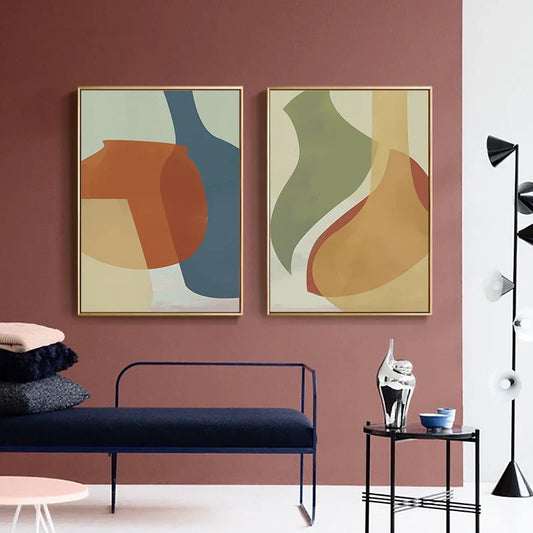 Colorful Soft Hues Abstract Still Life Wall Art Canvas Prints For Modern Apartment Living Room Dining Room Contemporary Decor