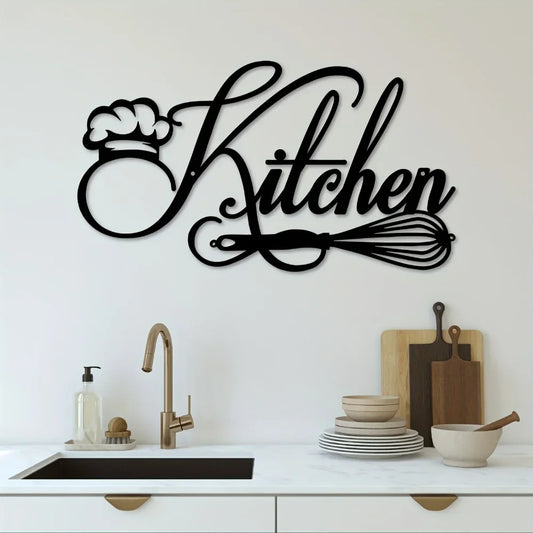 Cookery Lovers Kitchen Sign Black Metal Wall Art 3d Iron Craft Typographic Wall Decoration For Creative Kitchen Decor