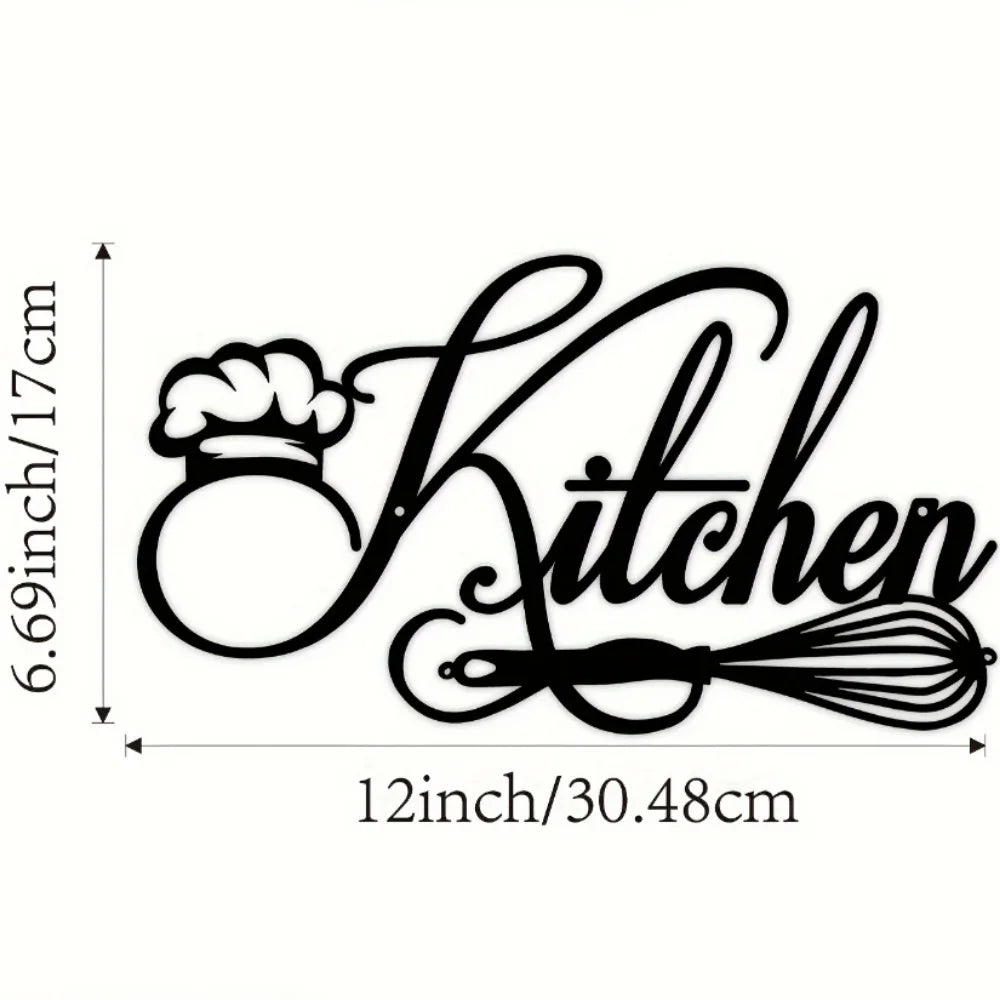 Cookery Lovers Kitchen Sign Black Metal Wall Art 3d Iron Craft Typographic Wall Decoration For Creative Kitchen Decor