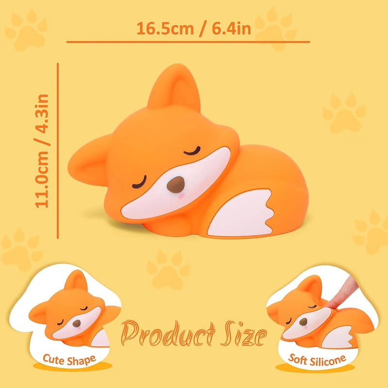 Cute Fox Squishy Silicone Lamp Night Light Touch Nursery Lamp