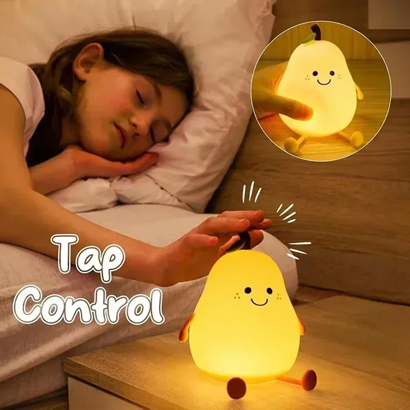 Cute Pear Silicone Lamp Touch Night Light Squishy Nursery Lamp
