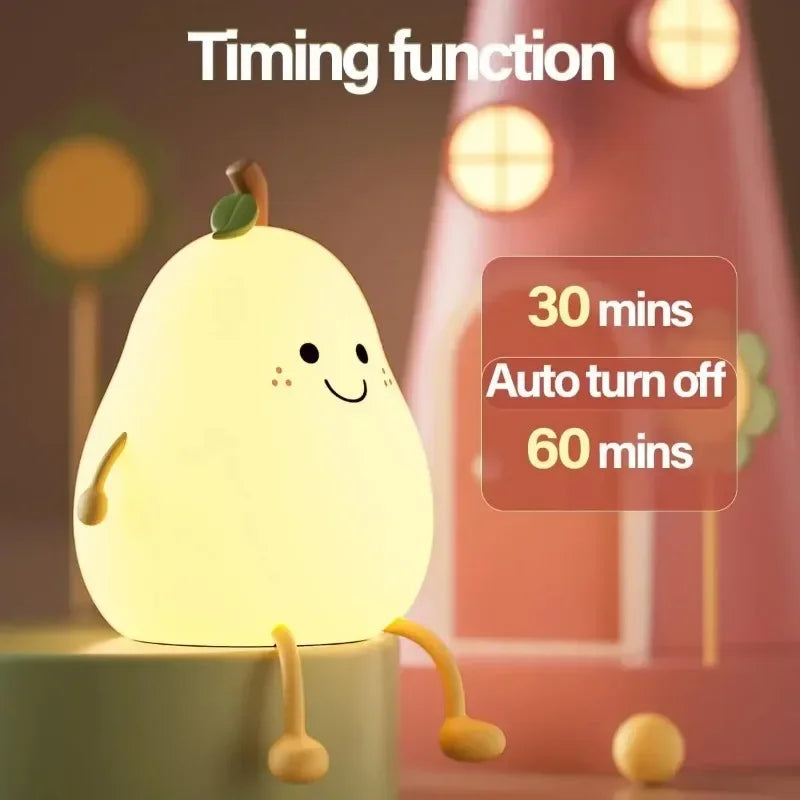 Cute Pear Silicone Lamp Touch Night Light Squishy Nursery Lamp