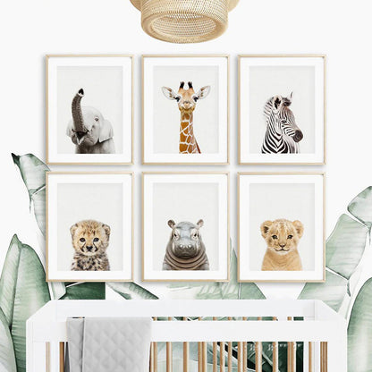 Baby Cute Animal Wall Art Elephant Giraffe Lion Cub Posters For Kid's Bedroom Canvas Prints Nursery Wall Decor
