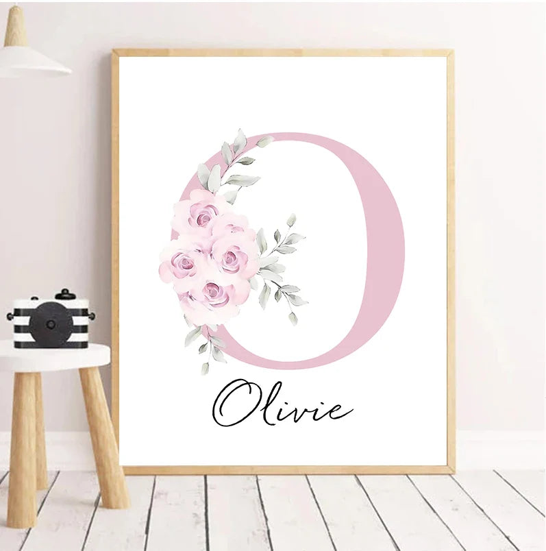 Cute Animals Nursery Posters Personalized Baby's Name Wall Art Canvas Prints For Baby's Room Kids' Room Wall Decor