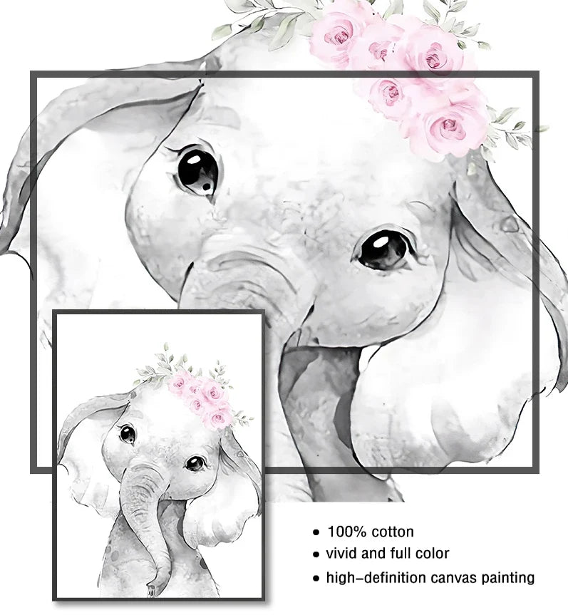 Cute Animals Nursery Posters Personalized Baby's Name Wall Art Canvas Prints For Baby's Room Kids' Room Wall Decor