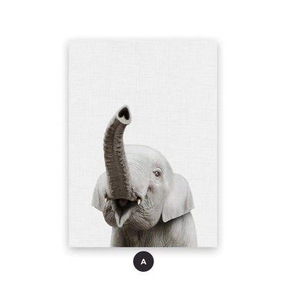 Baby Cute Animal Wall Art Elephant Giraffe Lion Cub Posters For Kid's Bedroom Canvas Prints Nursery Wall Decor