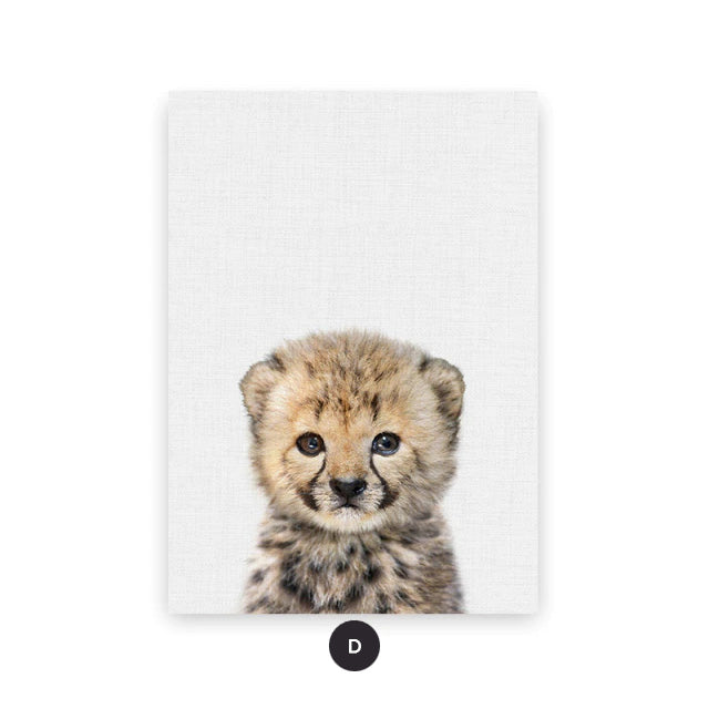 Baby Cute Animal Wall Art Elephant Giraffe Lion Cub Posters For Kid's Bedroom Canvas Prints Nursery Wall Decor