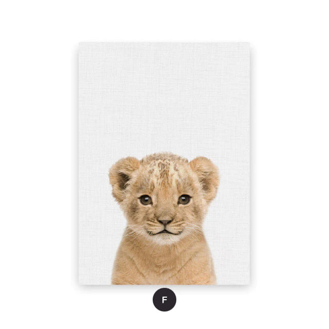 Baby Cute Animal Wall Art Elephant Giraffe Lion Cub Posters For Kid's Bedroom Canvas Prints Nursery Wall Decor