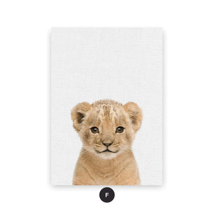 Baby Cute Animal Wall Art Elephant Giraffe Lion Cub Posters For Kid's Bedroom Canvas Prints Nursery Wall Decor